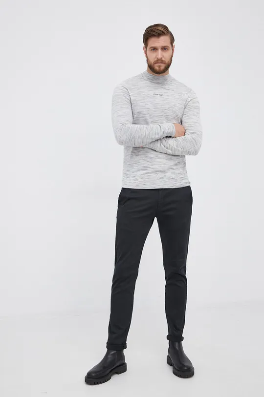 Calvin Klein Sweter wełniany szary