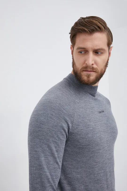 szary Calvin Klein Sweter wełniany