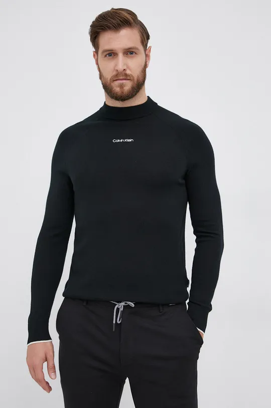 czarny Calvin Klein Sweter wełniany Męski