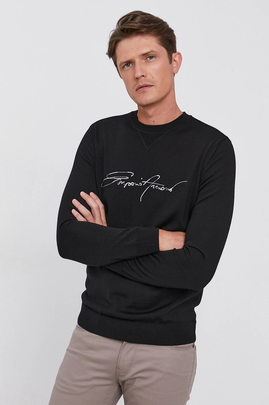 czarny Emporio Armani sweter wełniany Męski