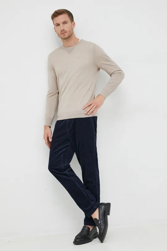 Armani Exchange sweter wełniany beżowy