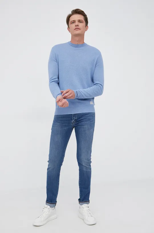 Pepe Jeans Sweter z domieszką wełny niebieski