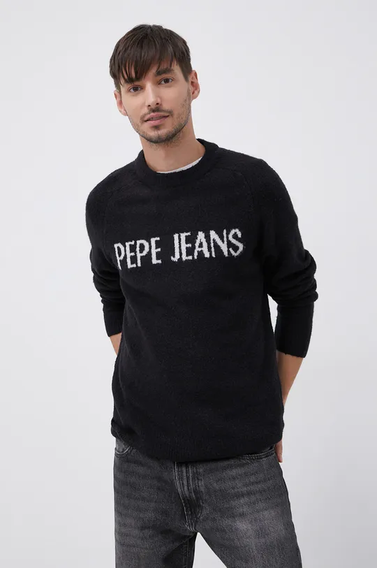 czarny Pepe Jeans Sweter z domieszką wełny Męski