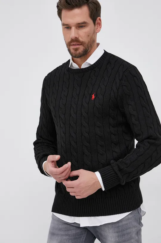fekete Polo Ralph Lauren pamut pulóver