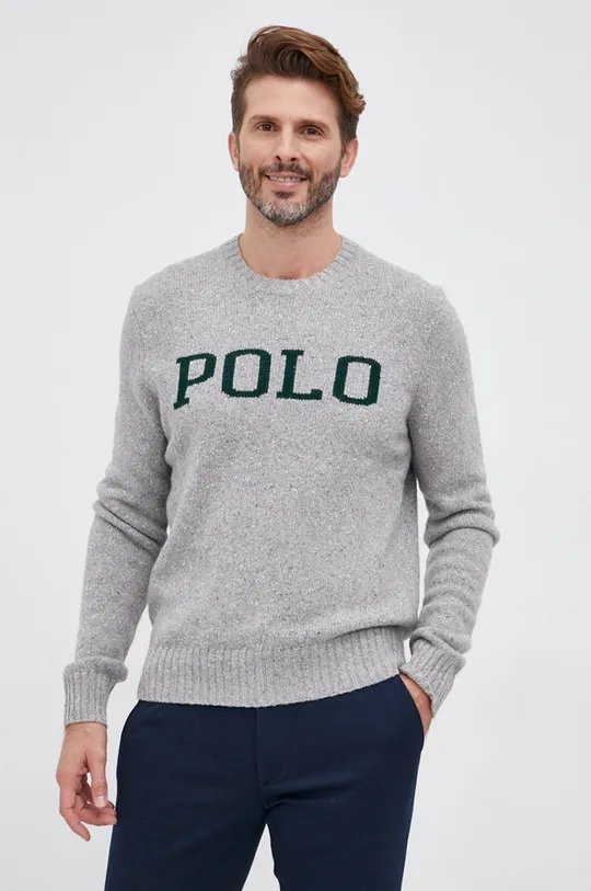 szary Polo Ralph Lauren Sweter wełniany 710850098001 Męski