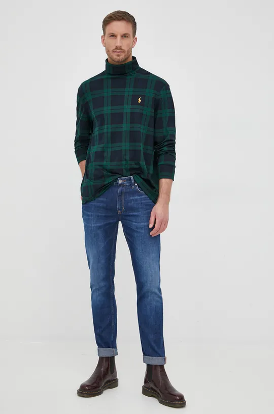 Βαμβακερή μπλούζα με μακριά μανίκια Polo Ralph Lauren πολύχρωμο