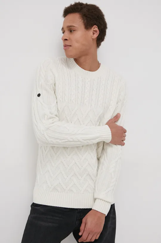 bijela Vuneni pulover Superdry