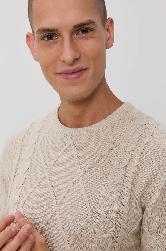 beżowy Solid Sweter