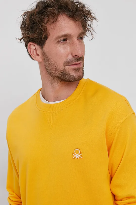 żółty United Colors of Benetton - Bluza bawełniana Męski