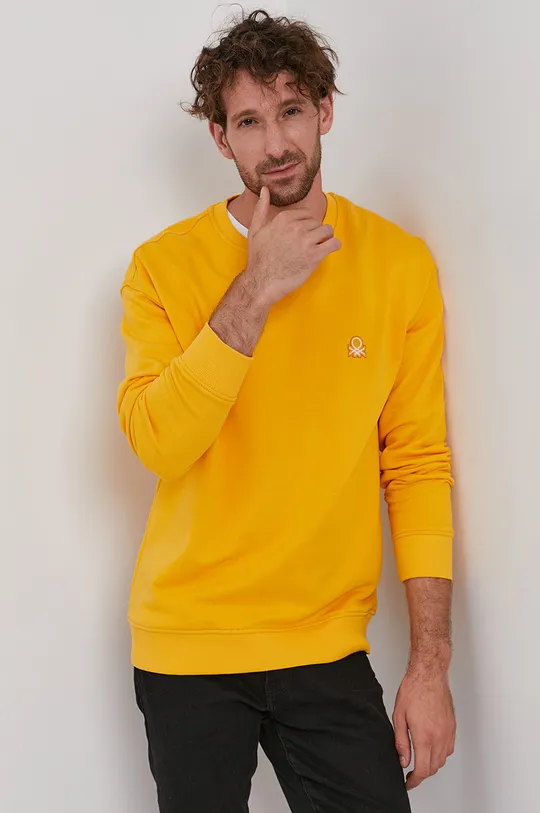 żółty United Colors of Benetton - Bluza bawełniana