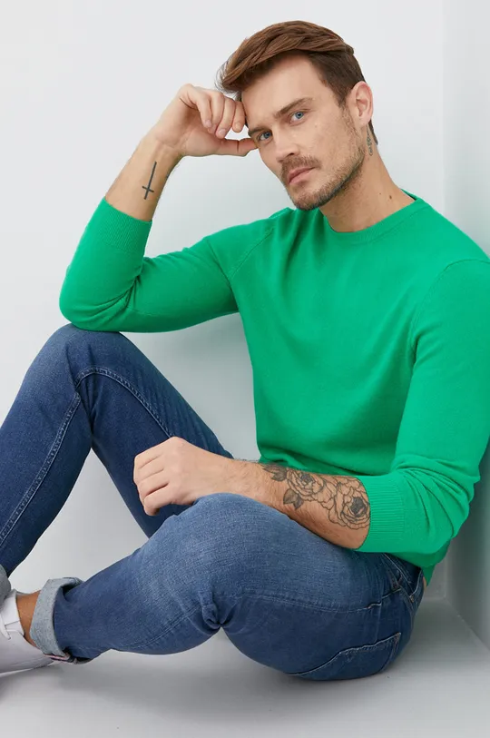 zielony United Colors of Benetton Sweter wełniany Męski