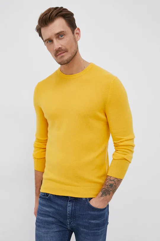 żółty United Colors of Benetton Sweter wełniany Męski