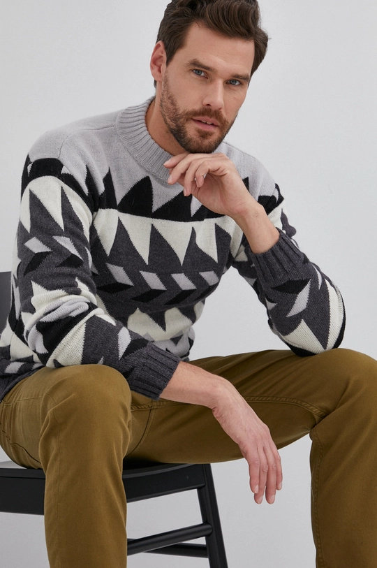 multicolor Sisley Sweter wełniany Męski