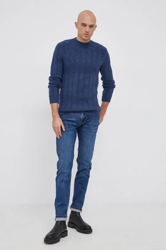 Sisley gyapjúkeverék pulóver kék