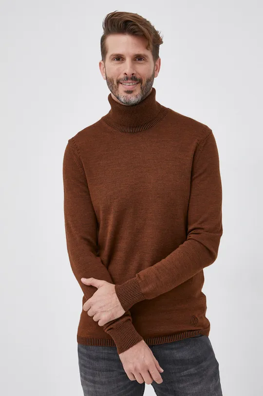 brązowy Sisley Sweter z domieszką wełny Męski