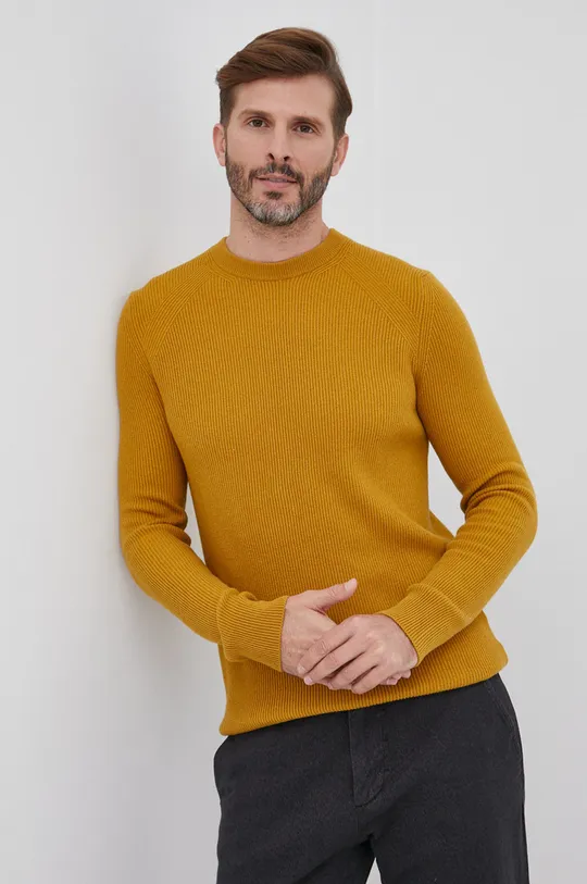 żółty Sisley Sweter z domieszką wełny Męski