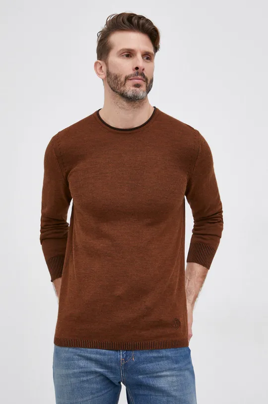 brązowy Sisley Sweter z domieszką wełny Męski