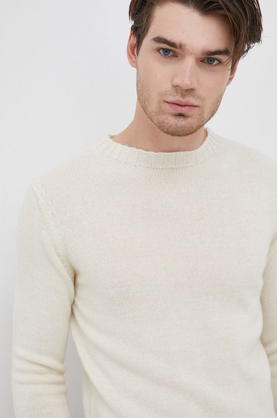 kremowy Sisley Sweter wełniany