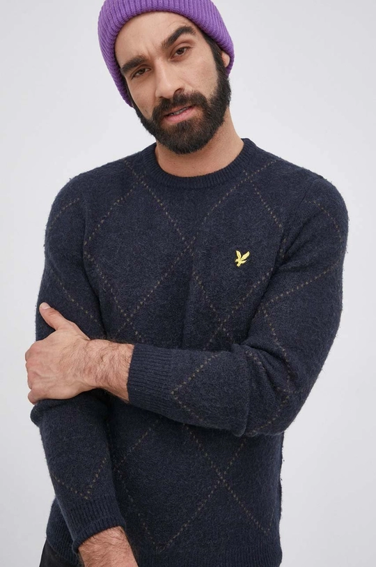 granatowy Lyle & Scott Sweter z domieszką wełny