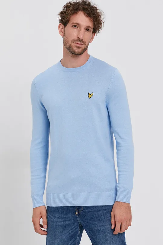 plava Lyle & Scott - Pulover s dodatkom vune