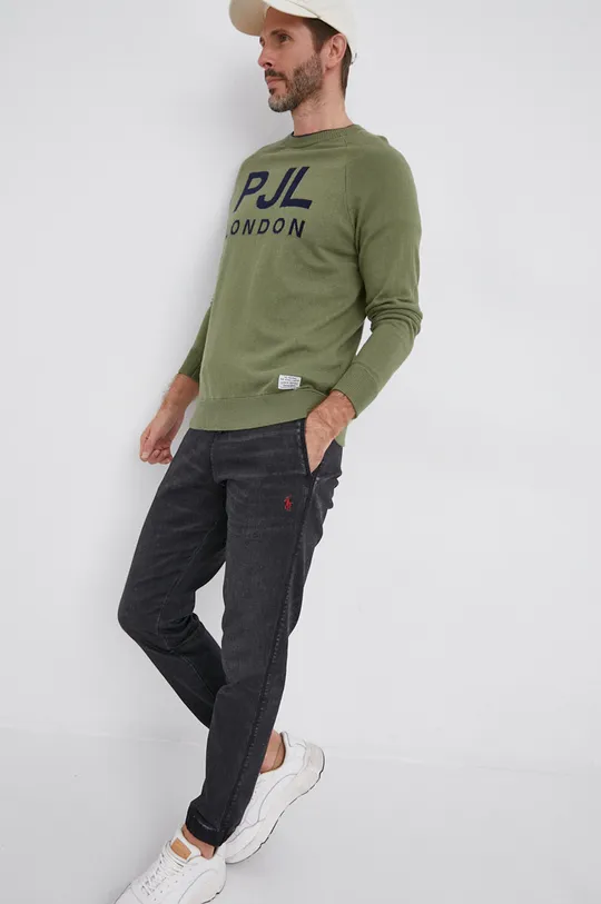 Pepe Jeans Sweter z domieszką wełny zielony