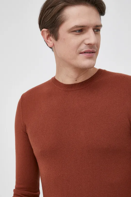 brązowy Sisley - Sweter z domieszką wełny
