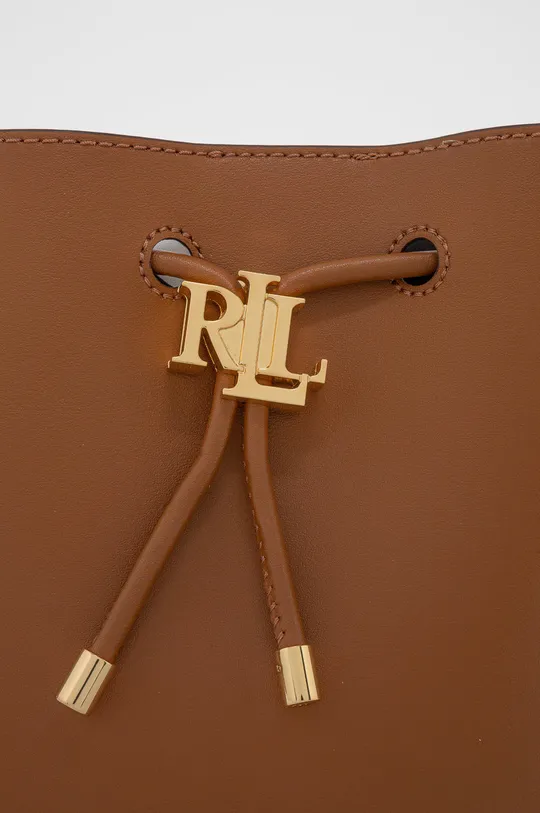 Kožená kabelka Lauren Ralph Lauren hnedá