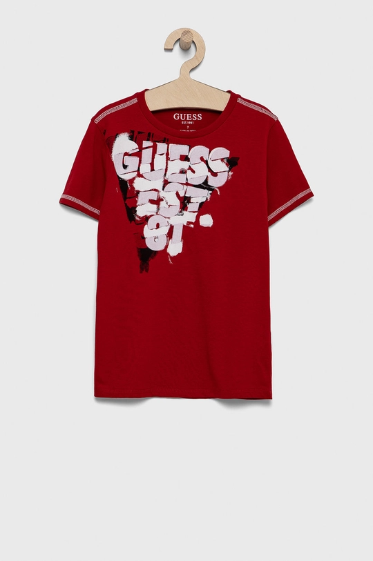 червоний Дитяча бавовняна футболка Guess Для хлопчиків