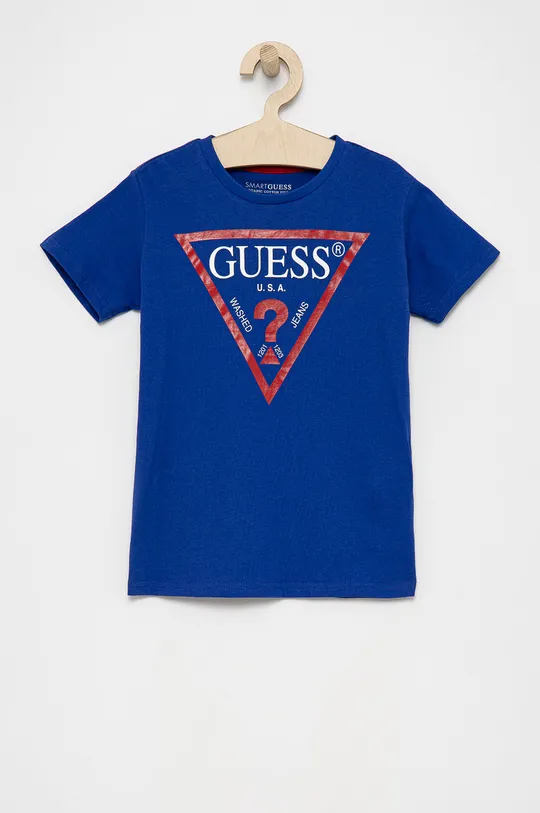 μπλε Guess - Παιδικό βαμβακερό μπλουζάκι Για αγόρια
