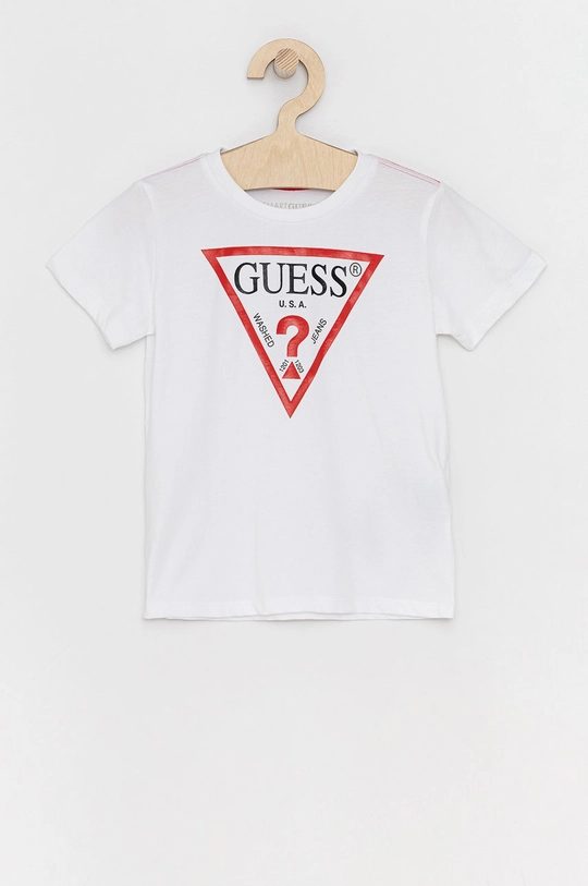 biały Guess T-shirt dziecięcy Chłopięcy