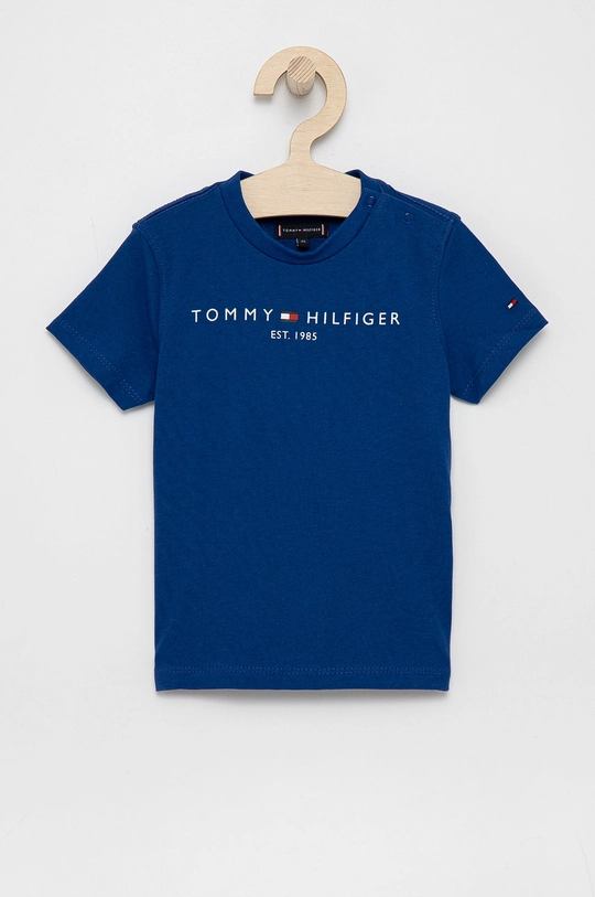 granatowy Tommy Hilfiger T-shirt bawełniany dziecięcy Chłopięcy