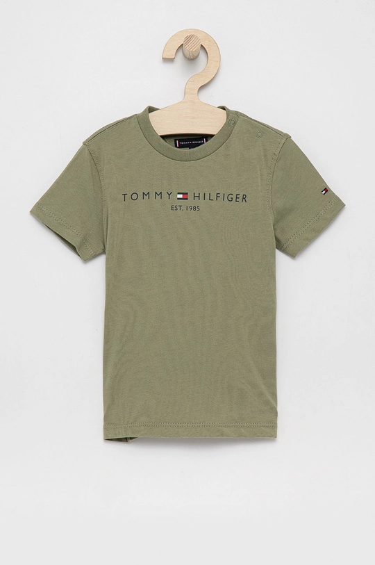 zielony Tommy Hilfiger T-shirt bawełniany dziecięcy Chłopięcy