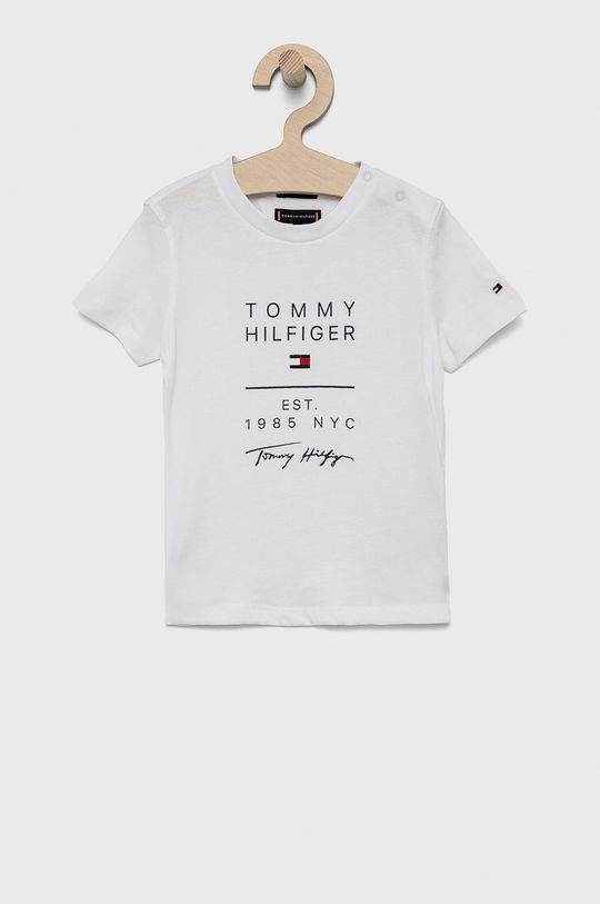 bílá Dětské bavlněné tričko Tommy Hilfiger Chlapecký