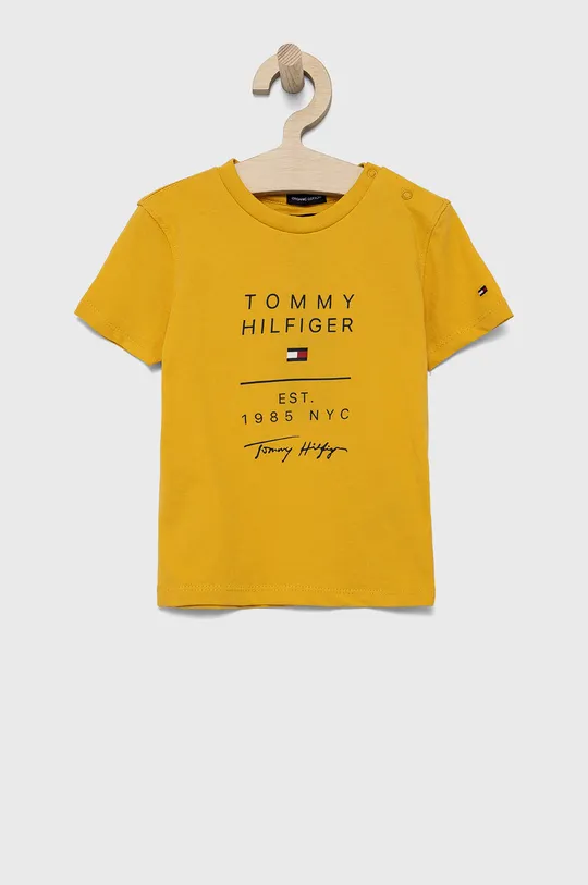 žltá Detské bavlnené tričko Tommy Hilfiger Chlapčenský
