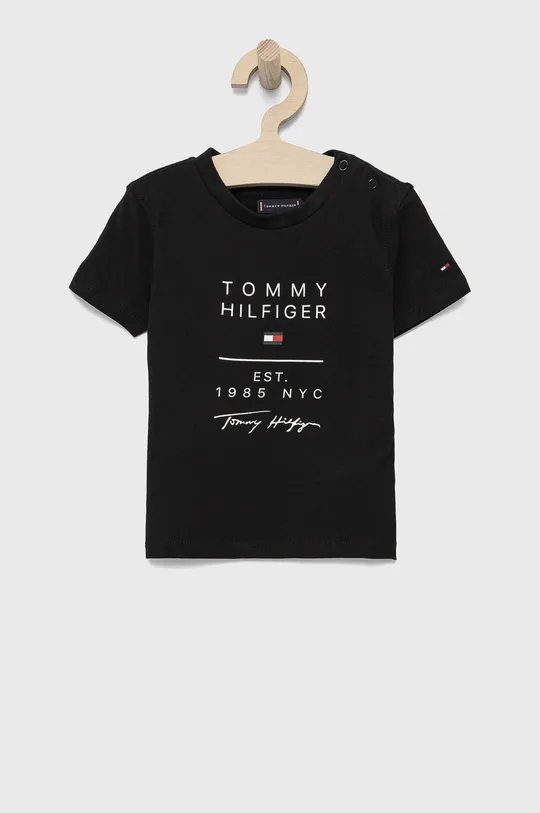 μαύρο Παιδικό βαμβακερό μπλουζάκι Tommy Hilfiger Για αγόρια