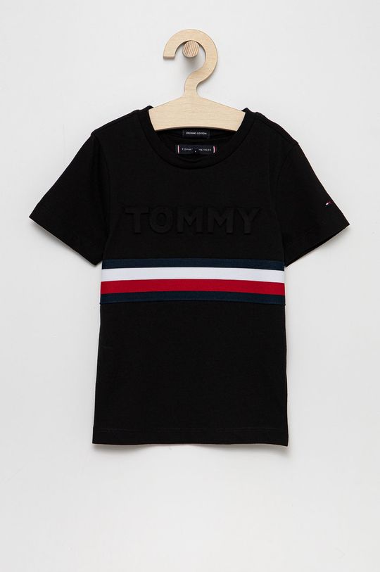 negru Tommy Hilfiger Tricou de bumbac pentru copii De băieți