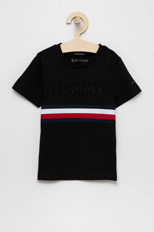 čierna Detské bavlnené tričko Tommy Hilfiger Chlapčenský