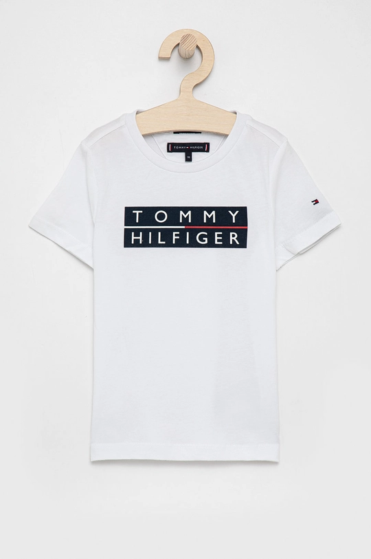 biały Tommy Hilfiger T-shirt bawełniany dziecięcy Chłopięcy