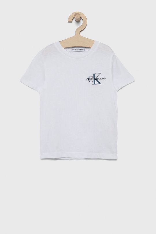 biały Calvin Klein Jeans T-shirt bawełniany dziecięcy Chłopięcy