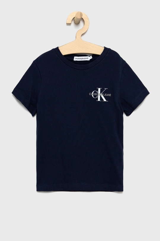 granatowy Calvin Klein Jeans T-shirt bawełniany dziecięcy IB0IB00612.4890 Chłopięcy