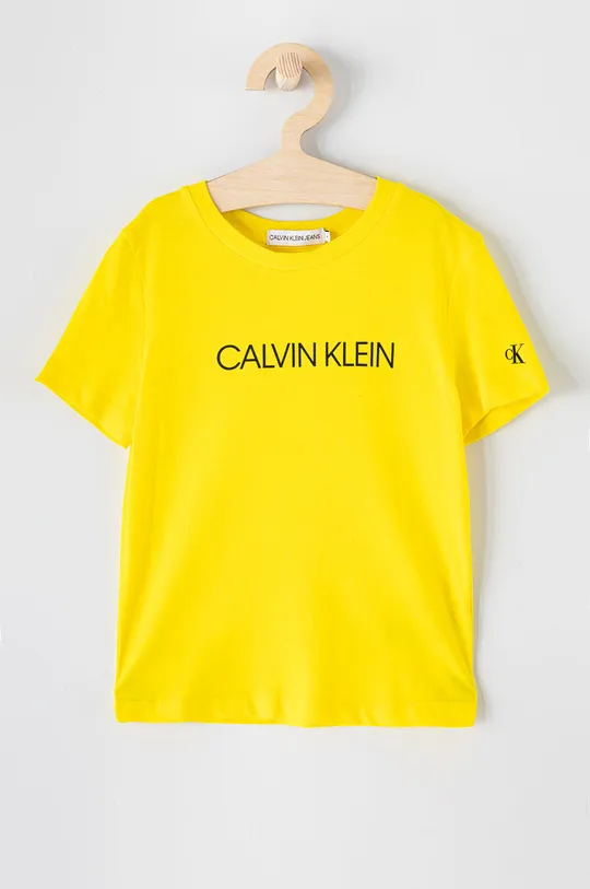 żółty Calvin Klein Jeans T-shirt dziecięcy IB0IB00347.4890 Chłopięcy