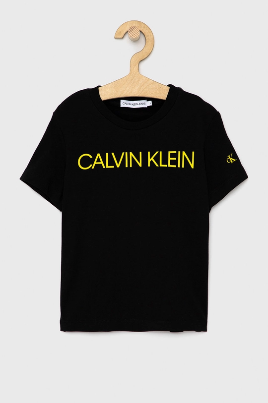 czarny Calvin Klein Jeans T-shirt dziecięcy IB0IB00347.4890 Chłopięcy