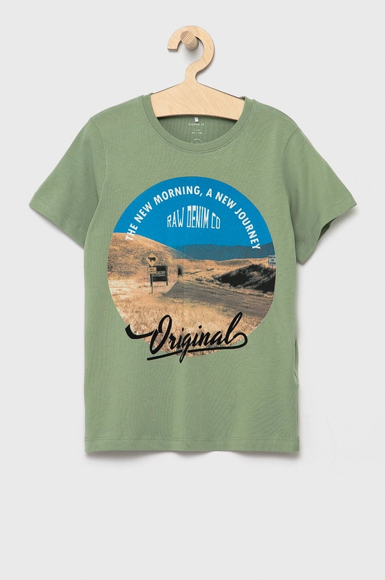 Name it Tricou de bumbac pentru copii Planet friendly verde 13192544