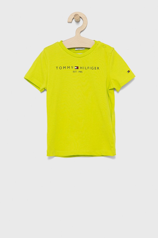 zielony Tommy Hilfiger T-shirt bawełniany dziecięcy Chłopięcy