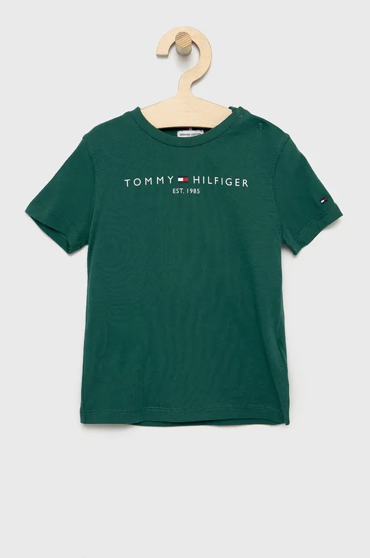 zielony Tommy Hilfiger T-shirt bawełniany dziecięcy Chłopięcy