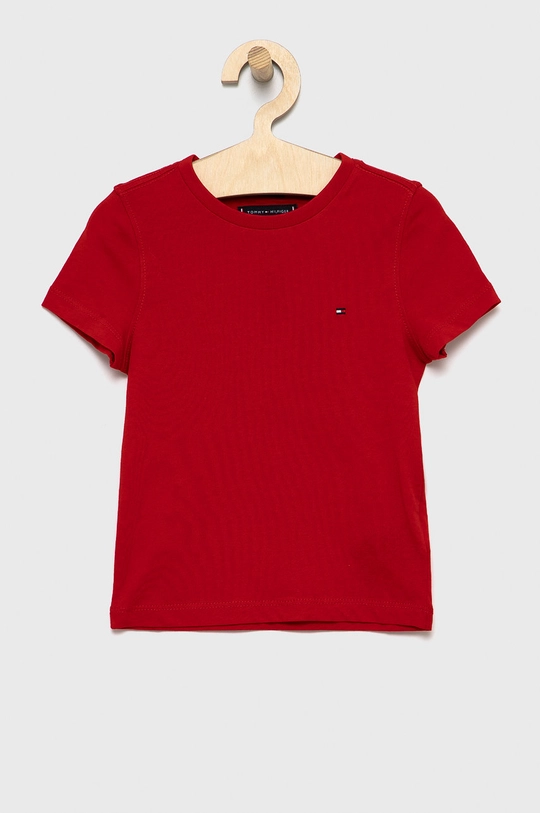 czerwony Tommy Hilfiger t-shirt bawełniany dziecięcy Chłopięcy