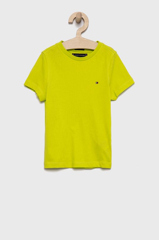 žlutě zelená Dětské bavlněné tričko Tommy Hilfiger Chlapecký