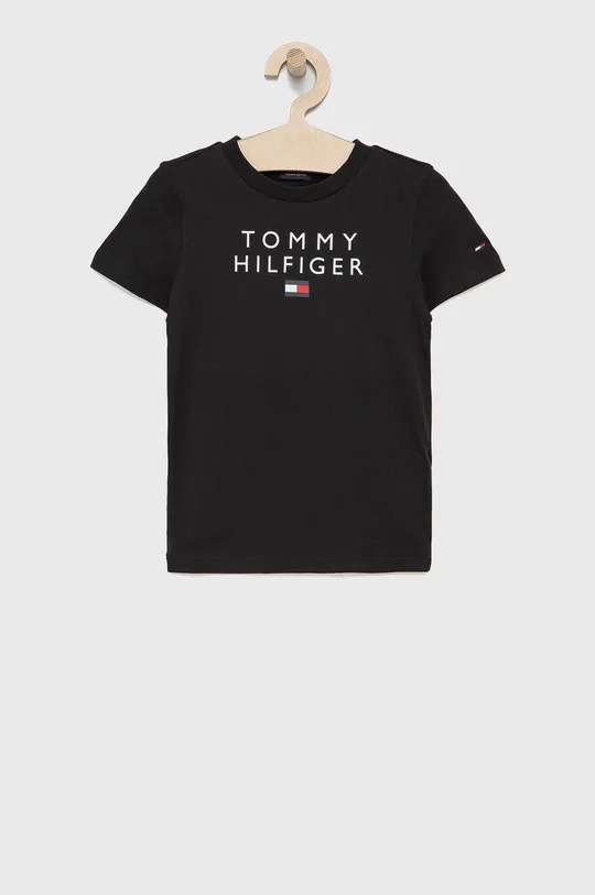 чорний Дитяча бавовняна футболка Tommy Hilfiger Для хлопчиків