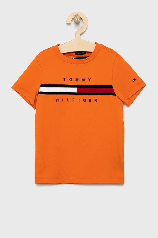 oranžová Detské bavlnené tričko Tommy Hilfiger Chlapčenský