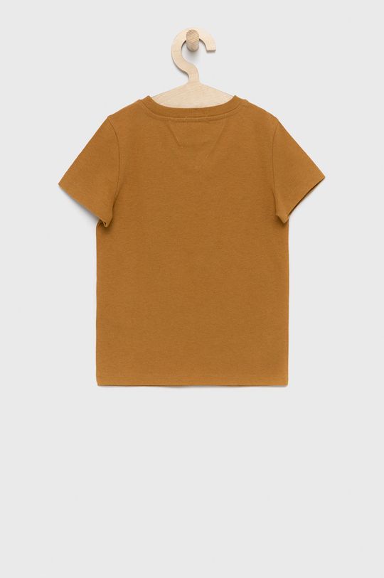 Παιδικό βαμβακερό μπλουζάκι Tommy Hilfiger χρυσό καφέ
